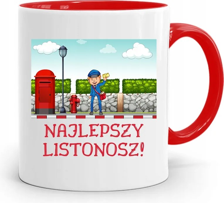 Piros Bögre Ajándék Postásnak Legjobb nyomott mintával