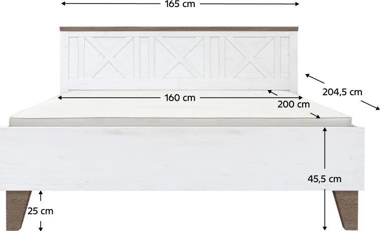 Ágy ágyráccsal, 160x200, canyon fenyő/sonoma trüffel tölgy, TEINA