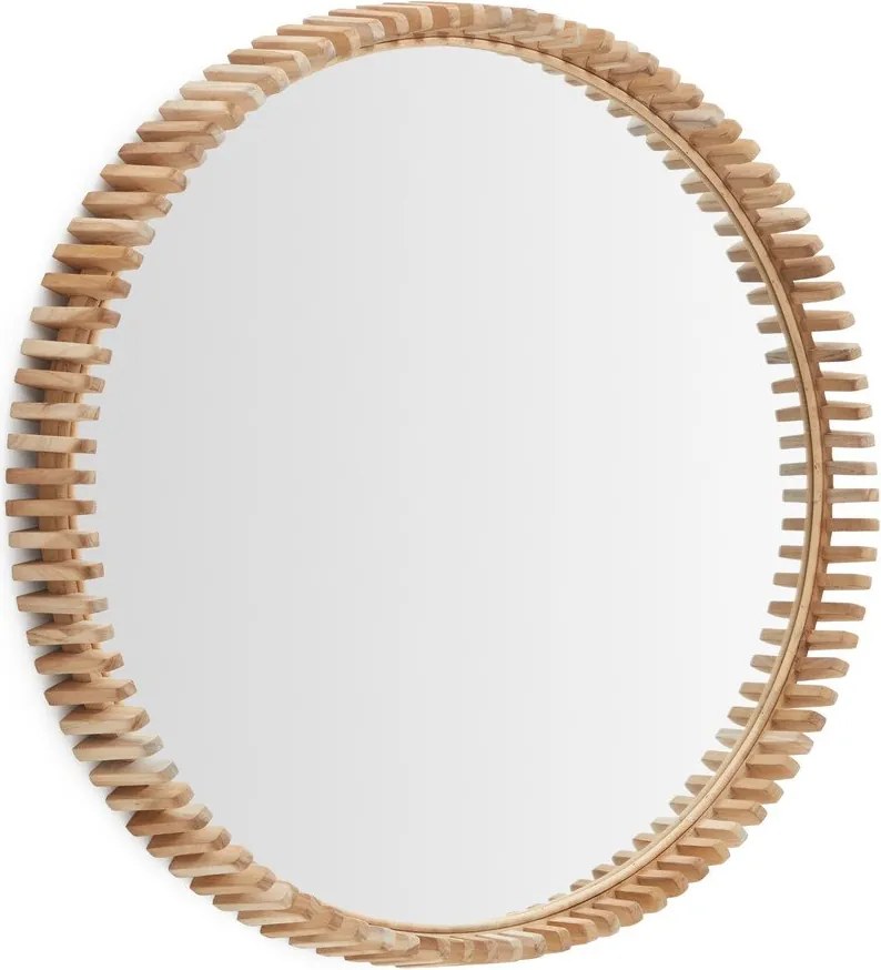 Fali tükör tömörfa kerettel ø 80 cm Polke – Kave Home