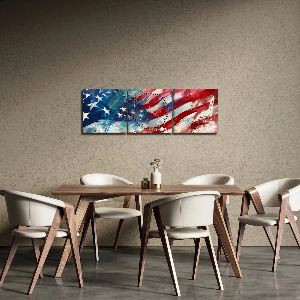 Kép - Az USA zászlaja (órával) (90x30 cm)
