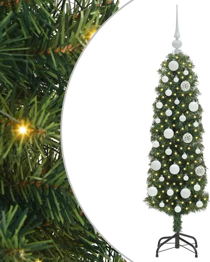 vidaXL Mű karácsonyfa 150 LED-del Zöld 120 cm PVC, acél és műanyag