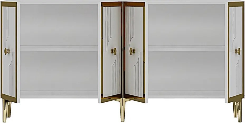Pega komód, fehér-arany, 125 cm
