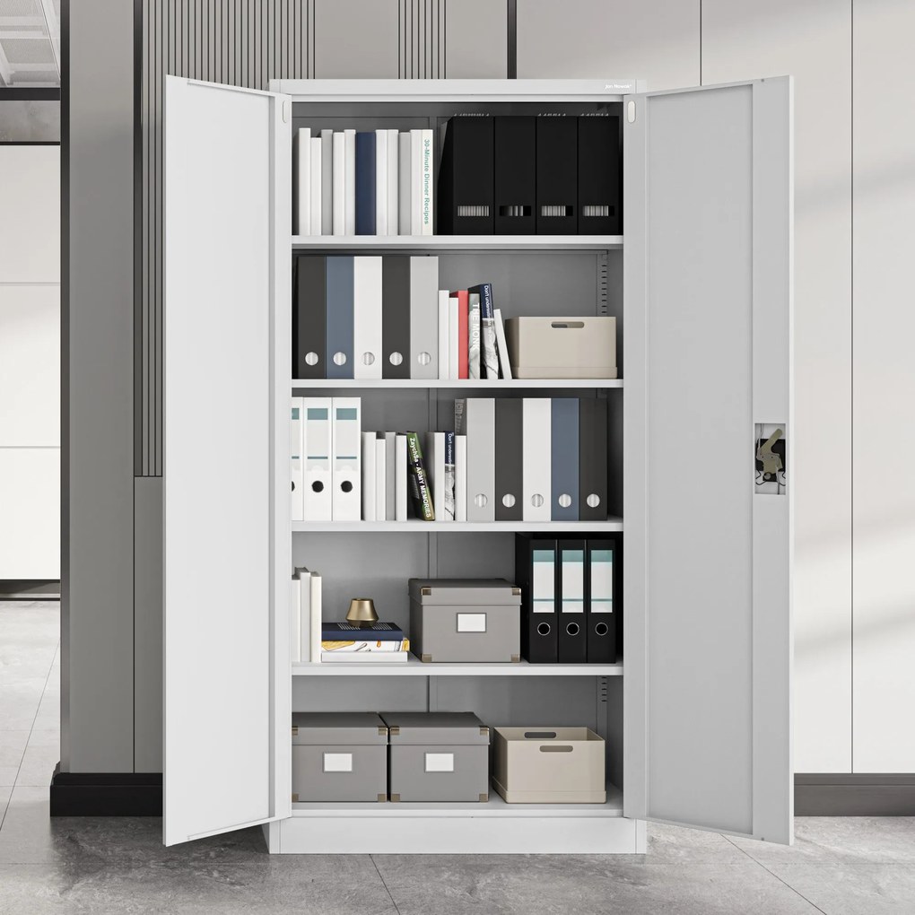Fém iratszekrény JAN, 900 x 1850 x 400 mm, szürke