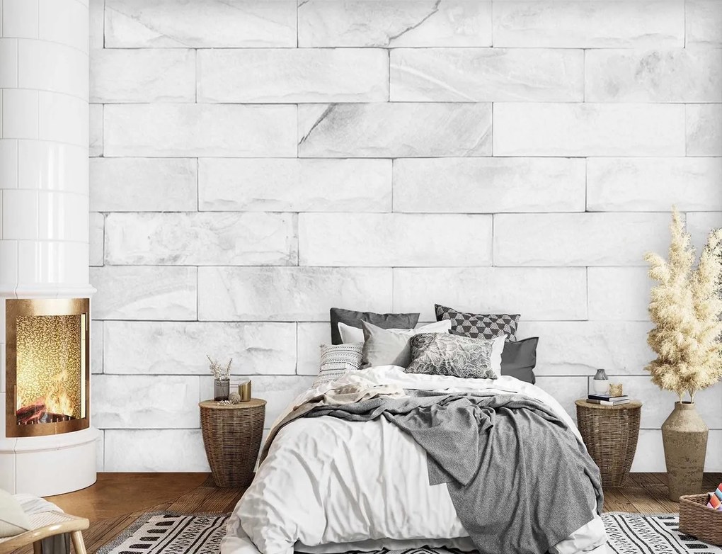 Gario Fotótapéta Fehér tégla Anyag: Vlies, Méret: 350 x 245 cm