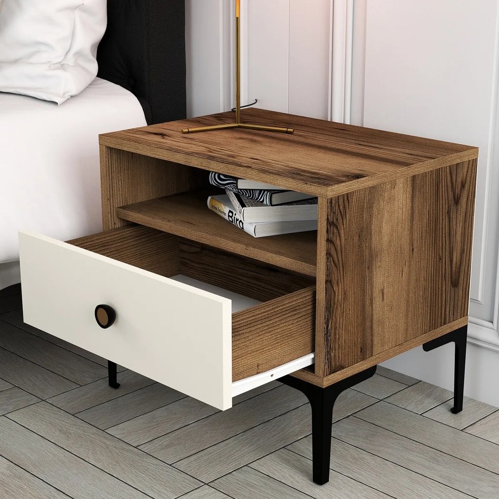 Éjjelis szekrény Lizbon Walnut Cream