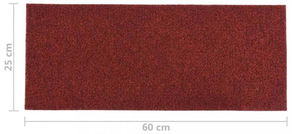 15 db öntapadós lépcsőszőnyeg 60 x 25 cm bordói piros téglalap alakú