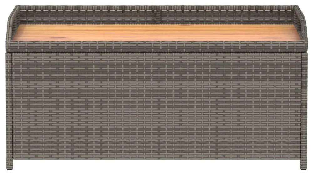 szürke polyrattan és akácfa tárolópad 100 x 50 x 52 cm