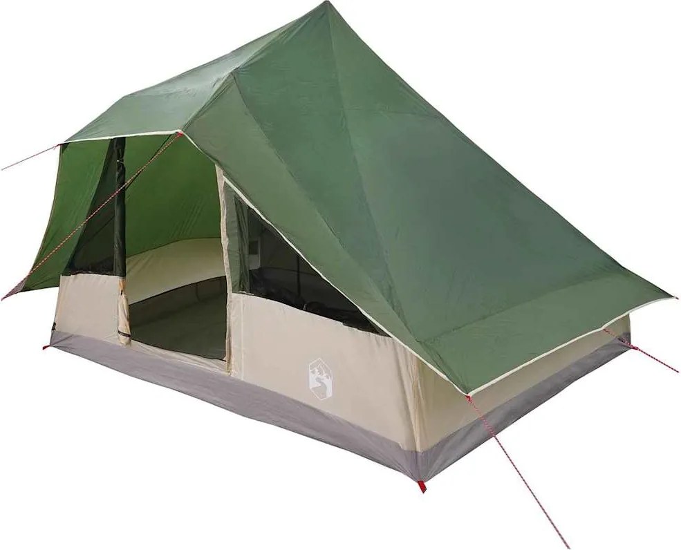 vidaXL Tipi sátor tetővel tárolóval Zöld 364 x 281 x 257 cm taft