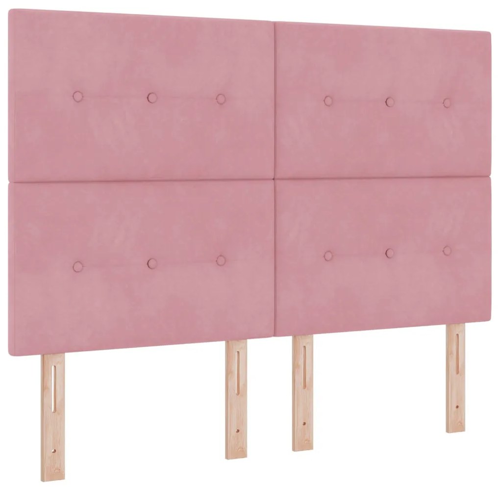 Boxspring Ágy Mattal Rózsaszín 140x190 cm Bársony