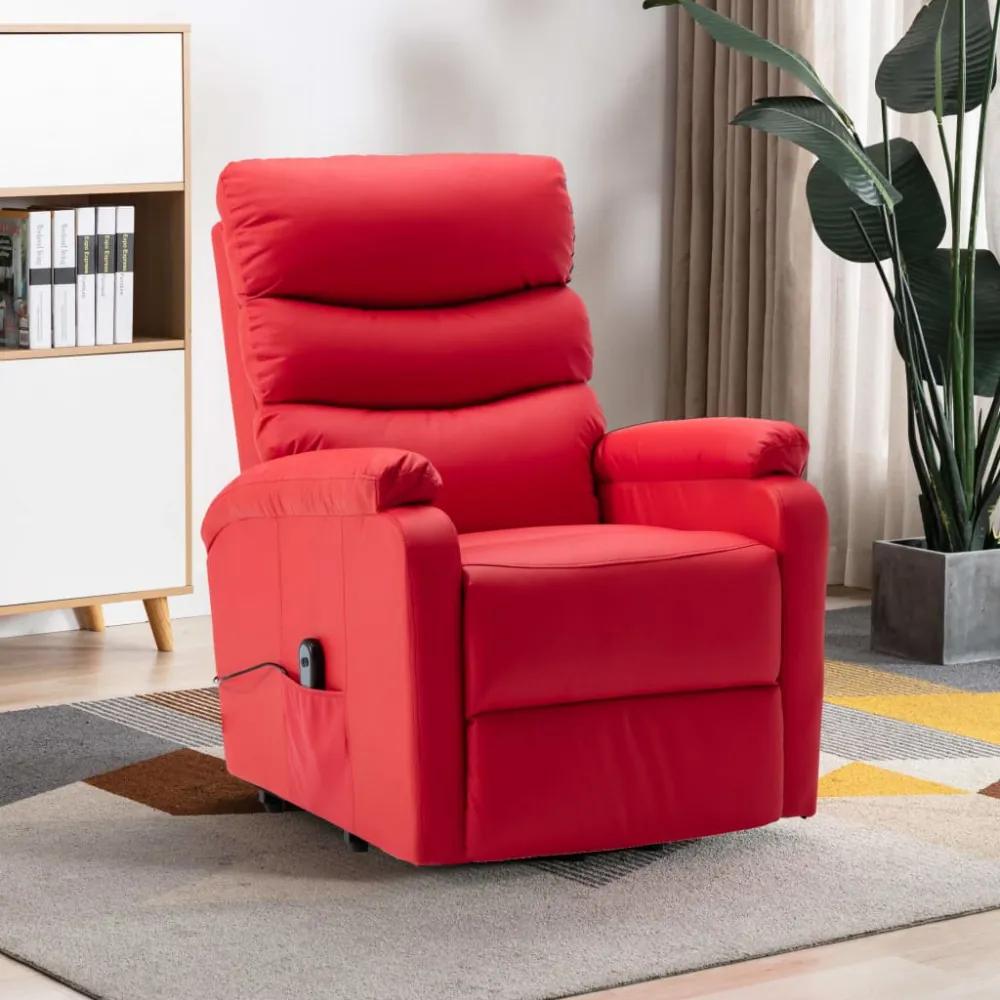 Piros dönthető/emelhető műbőr fotel