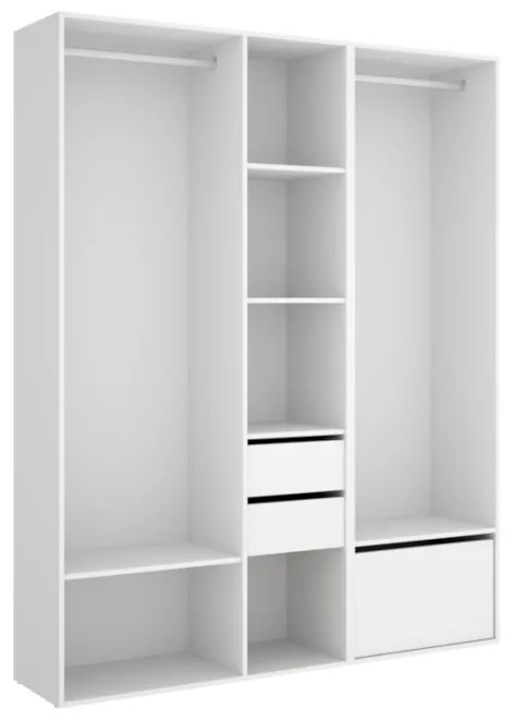 SUITA 3 nyitott szekrény, 158x205x45, fehér/természetes