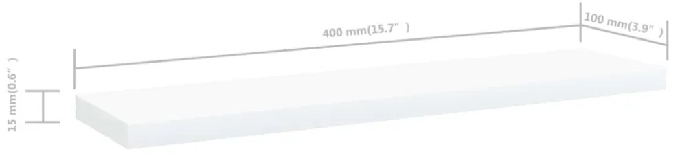 4 db fehér szerelt fa könyvespolc 40 x 10 x 1,5 cm
