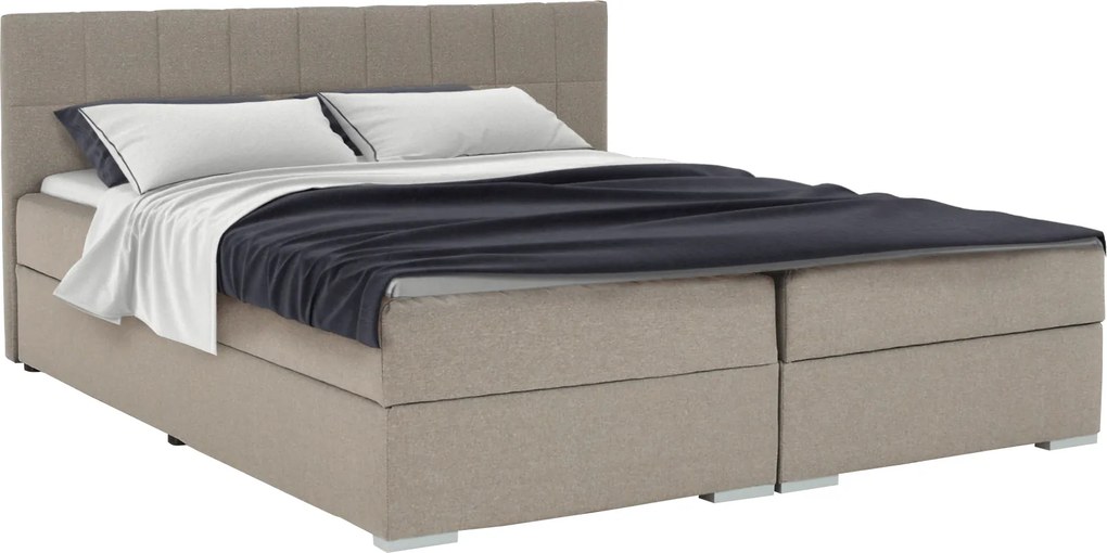 Boxspring típusú ágy 180x200, szürkésbarna taupe, FERATA TV KOMFORT