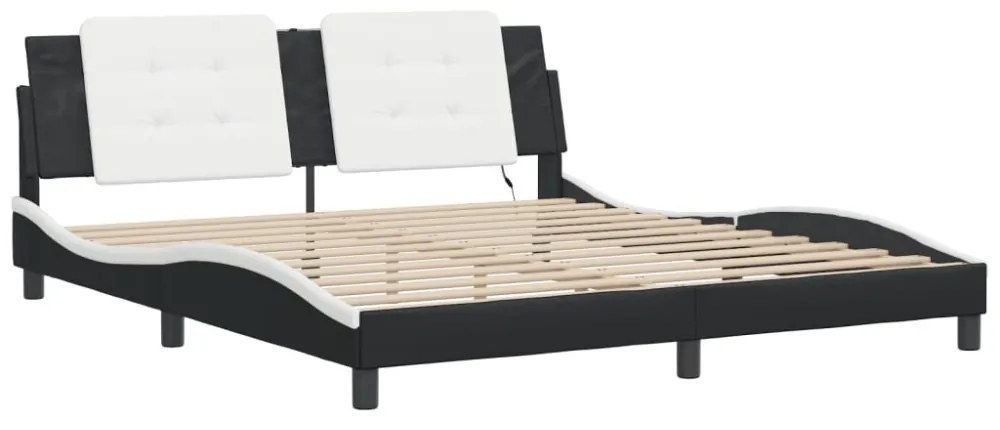 fekete és fehér ágykeret LED-ekkel matrac nélkül Zadar 180 x 200 cm