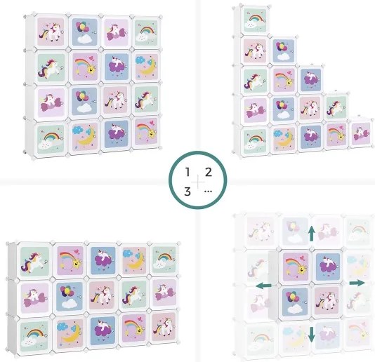 Gyerek moduláris szekrény színes ANET tárolódobozokkal