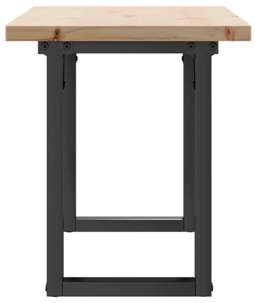 tömör fenyőfa és öntöttvas O-vázú dohányzóasztal 110x40x45,5 cm