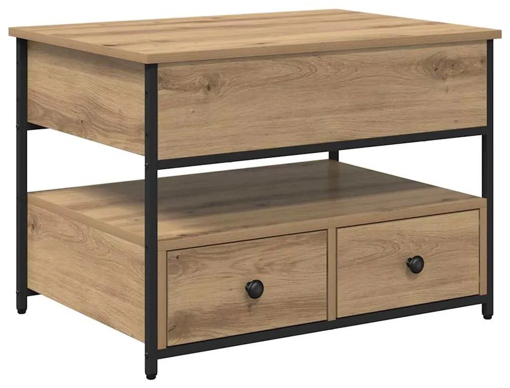 Dohányzóasztal fiókkal kézműves tölgy 70x50x50cm Faanyag