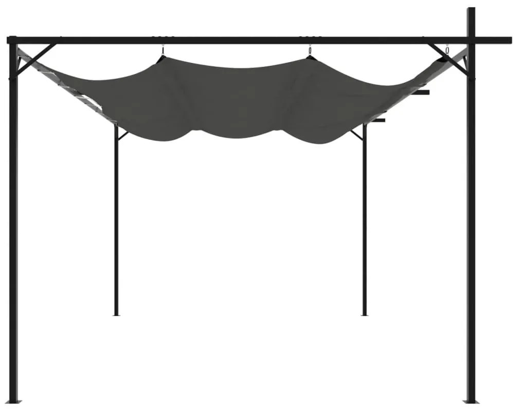 antracitszürke pergola behúzható tetővel 395 x 292 x 230 cm