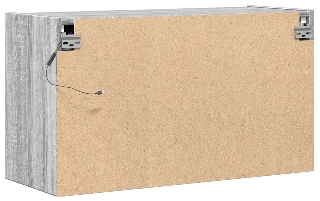 szürke sonoma színű fali TV-szekrény LED-del 80 x 31 x 45 cm