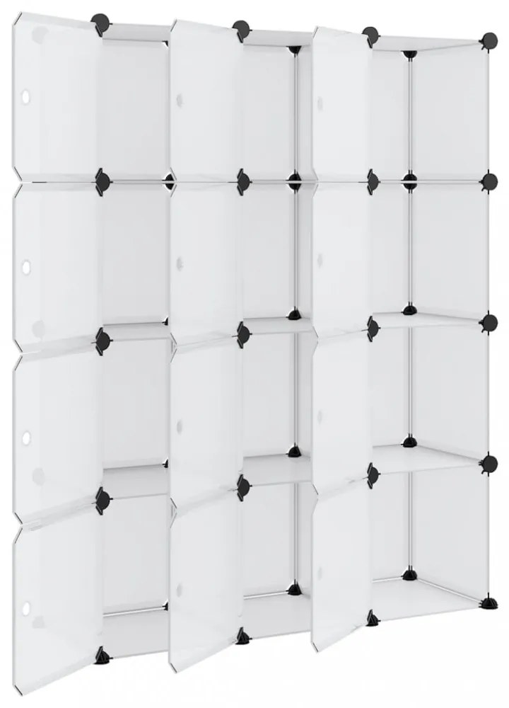 átlátszó PP tárolókocka-rendszerező 12 kockával és ajtókkal