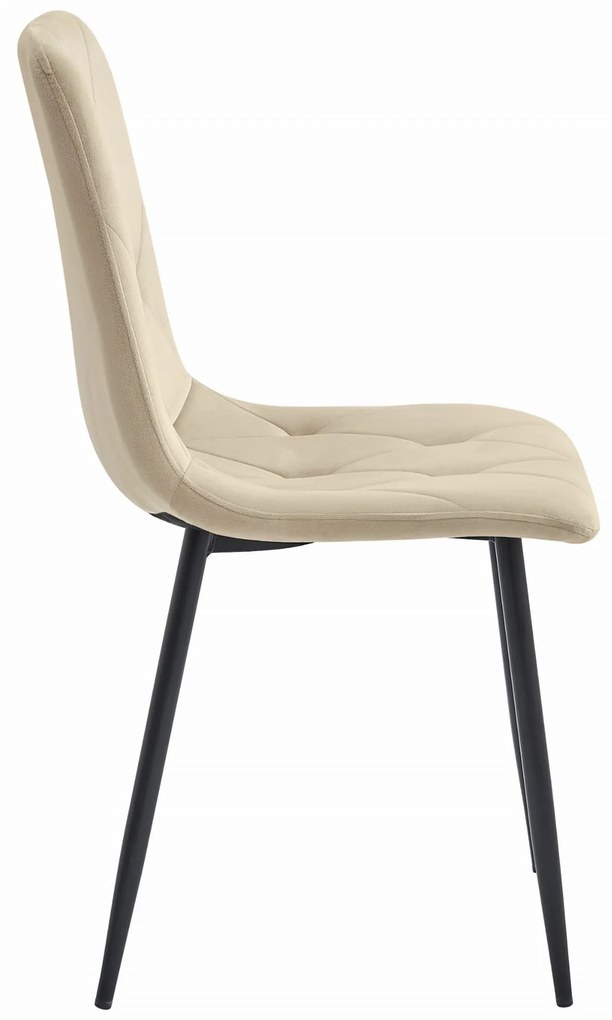 Világosbézs bársony étkezőszék LIBRA fekete lábakkal