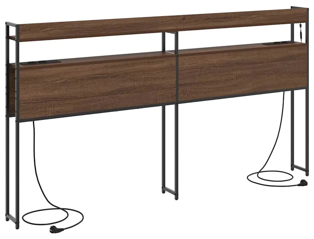 Fejtámla LED -es lámpákkal polcokkal barna tölgy 200 cm Faanyag