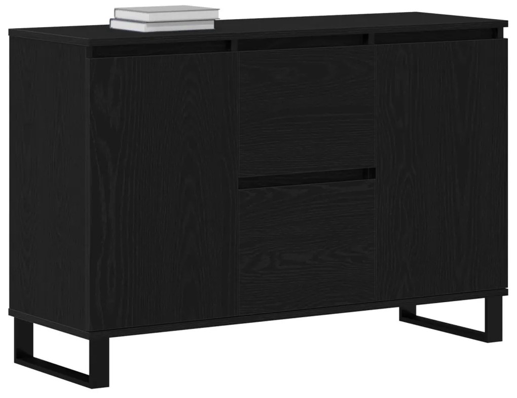 Fekete tölgyfából készült oldalszekrény 104x35x70 cm Mérnöki fa