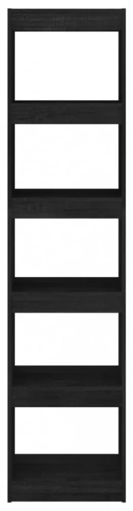 fekete tömör fenyőfa könyvszekrény/térelválasztó 40x30x167,5 cm