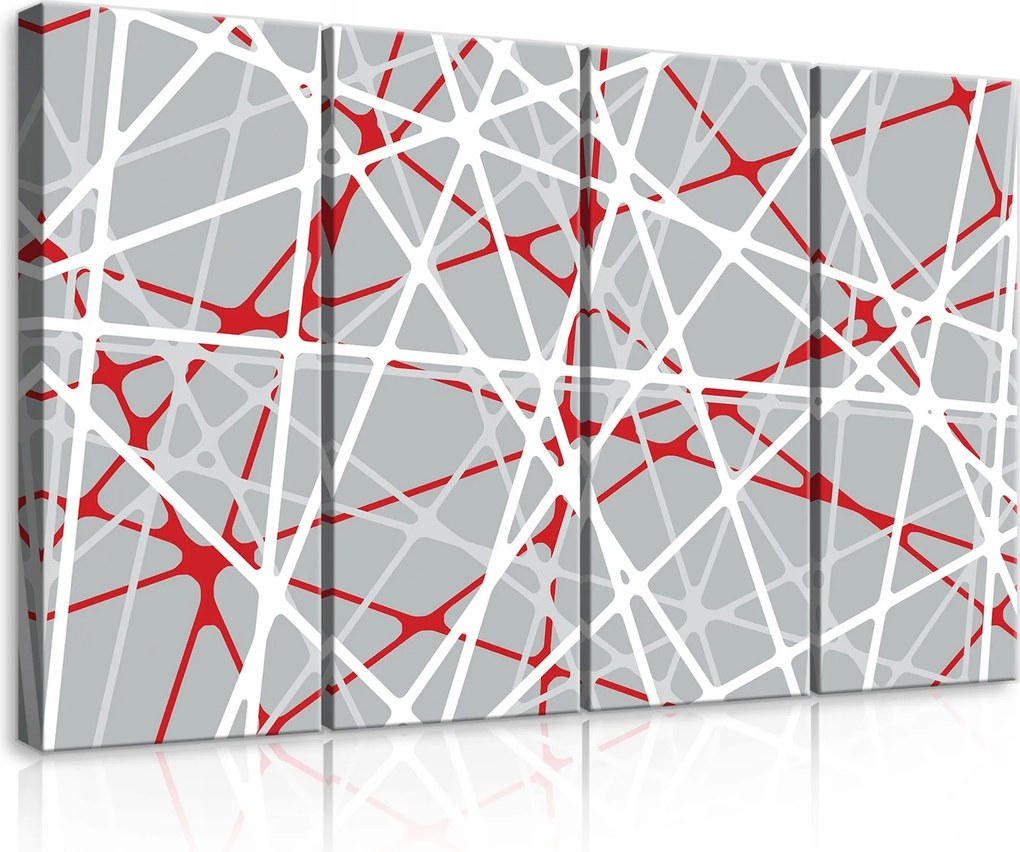 Vászonkép 120x80 Absztrakt vonalak rács dinamika geometria piros fehér