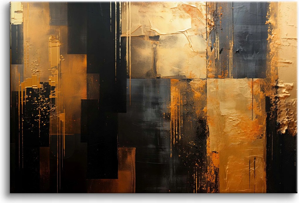 Modern vászonkép nappaliba arany-fekete fali dekoráció 80x120