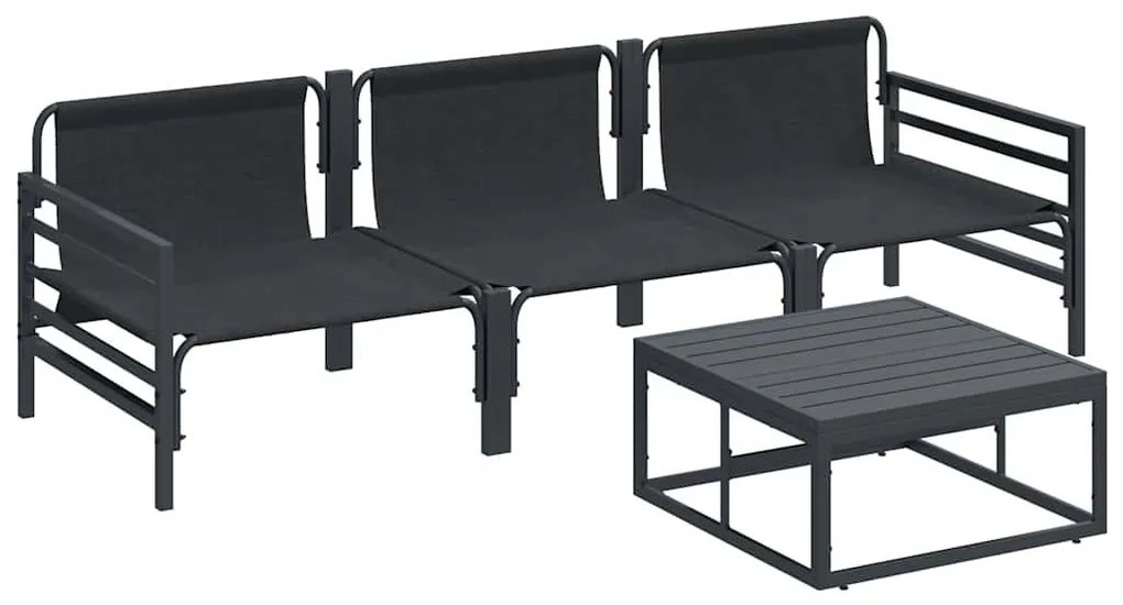 Kerti Kanapé Szett 4 pcs Antracitszürke Acél