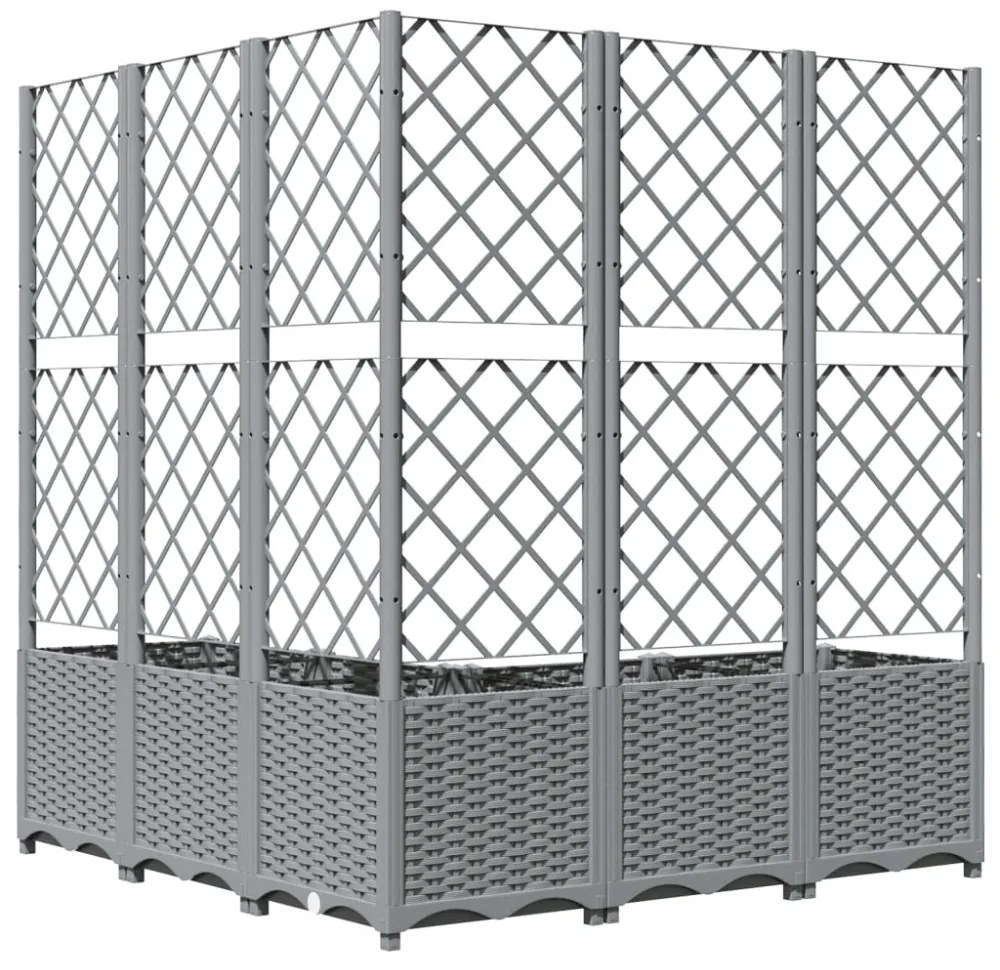 világosszürke PP rácsos kerti ültetőláda 120 x 120 x 136 cm