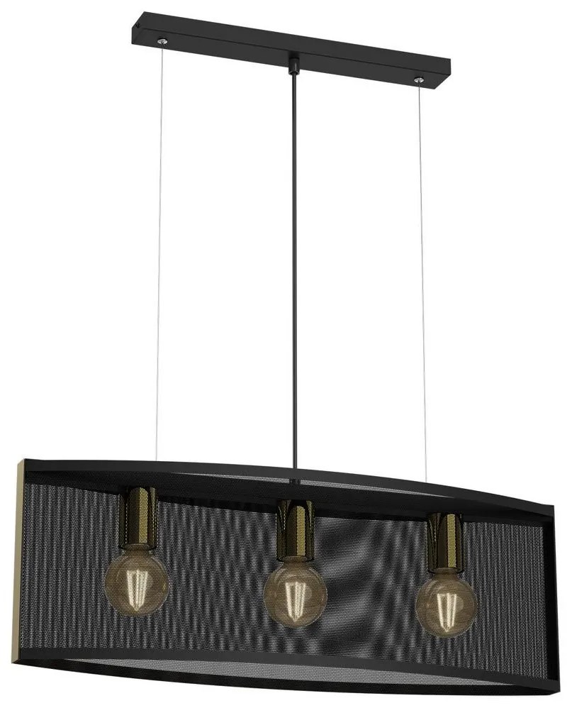 Csillár zsinóron KAGA 3xE27/60W/230V fekete/arany