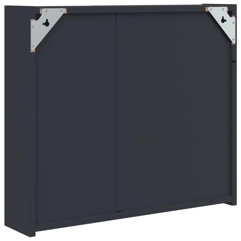 szürke tükrös fürdőszobaszekrény LED-del 60 x 13 x 52 cm