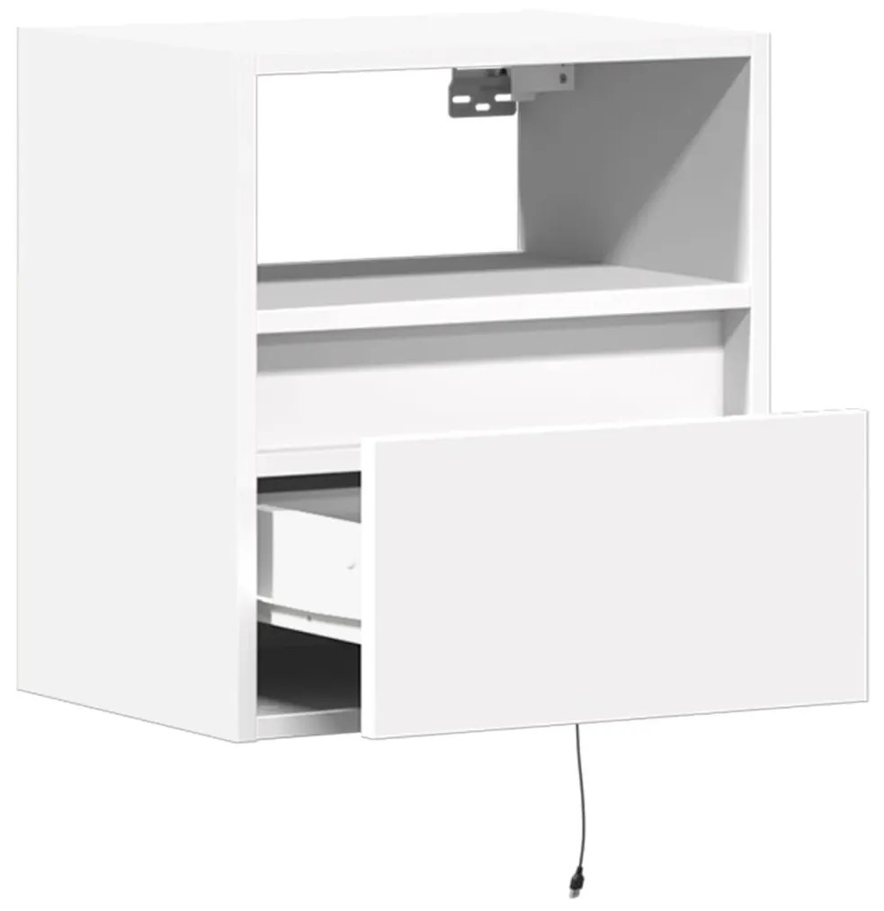 2 db fehér falra szerelhető TV-szekrény LED-del 41 x 31 x 45 cm