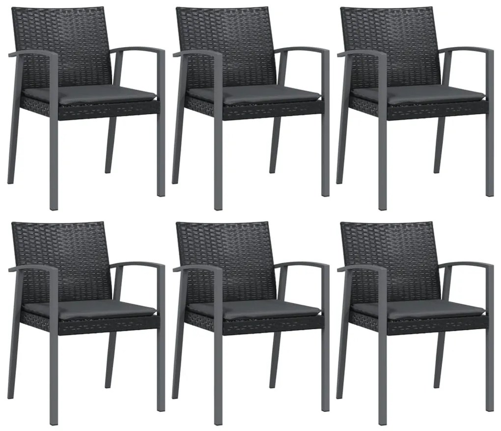7 részes polyrattan és acél kerti étkezőgarnitúra párnával