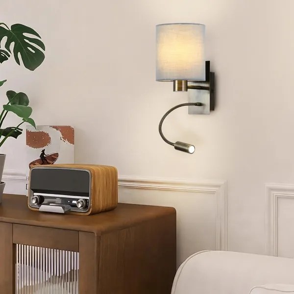 Brilagi - LED Rugalmas fali lámpa NUBILA 1xE27/25W/230V + LED/3W réz/krémes