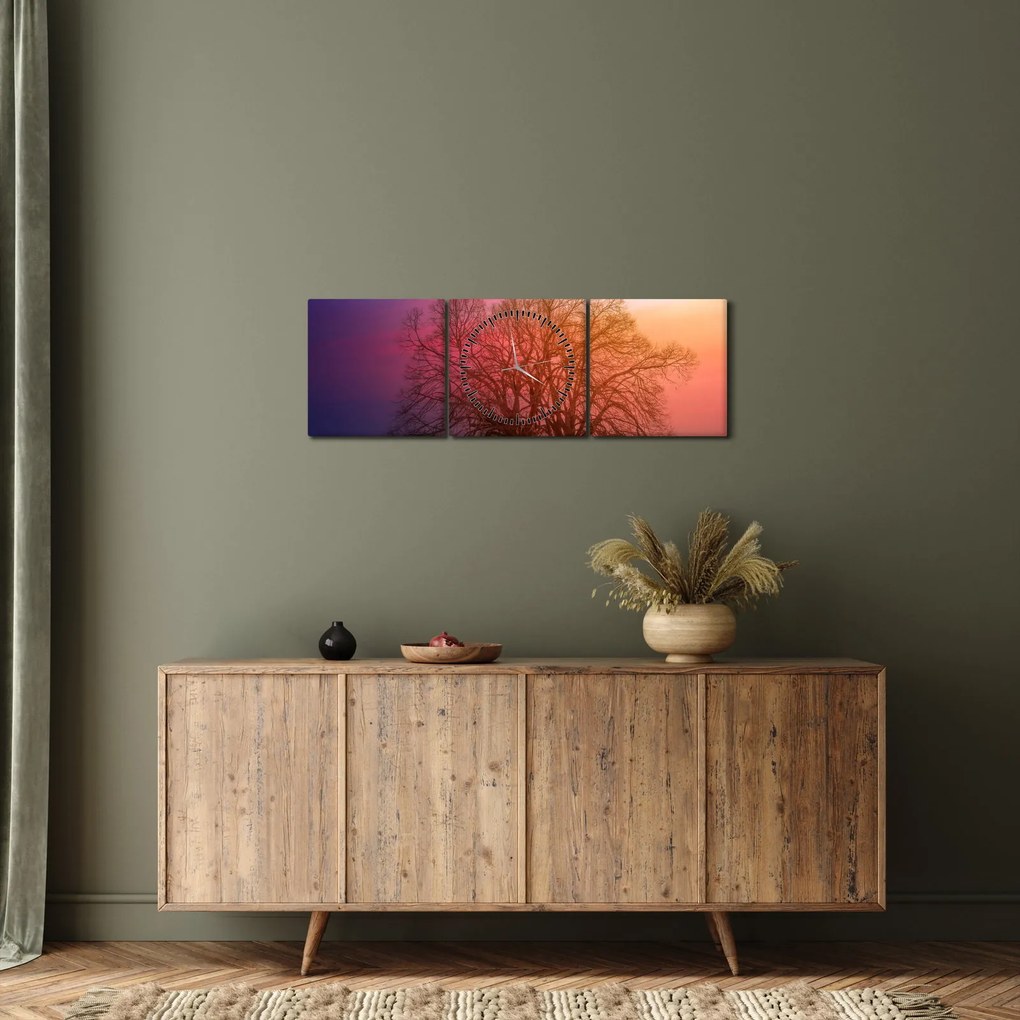 Fák a ködben (órával) (90x30 cm)