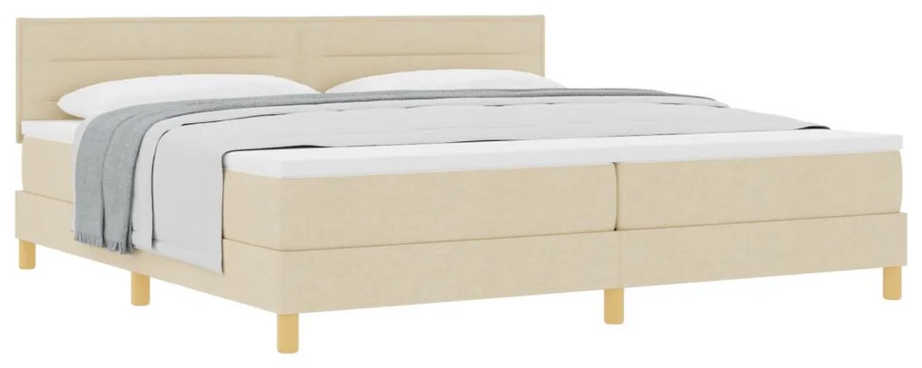 Box Spring Ágy Matraccal Krém 200x200 cm Szövet