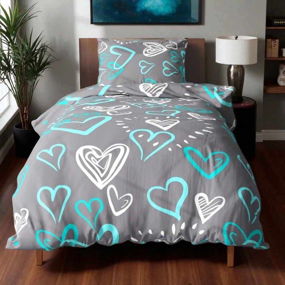 Pamut ágynemű DONA BLUE LOVE 4 részes 140x200 cm