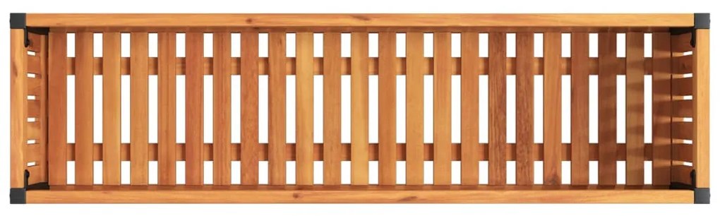 tömör akácfa és acélkerti virágtartó 110 x 30 x 27,5 cm
