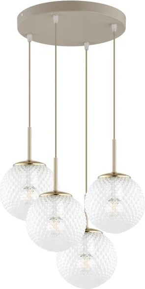 Brilagi - Kábeles csillár STELLA 4xE27/60W/230V bézs/arany