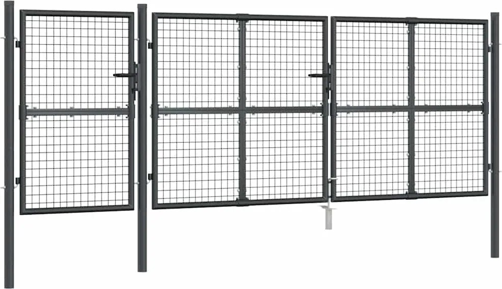 vidaXL antracit színű horganyzott acél hálós kerti kapu 400 x 125 cm