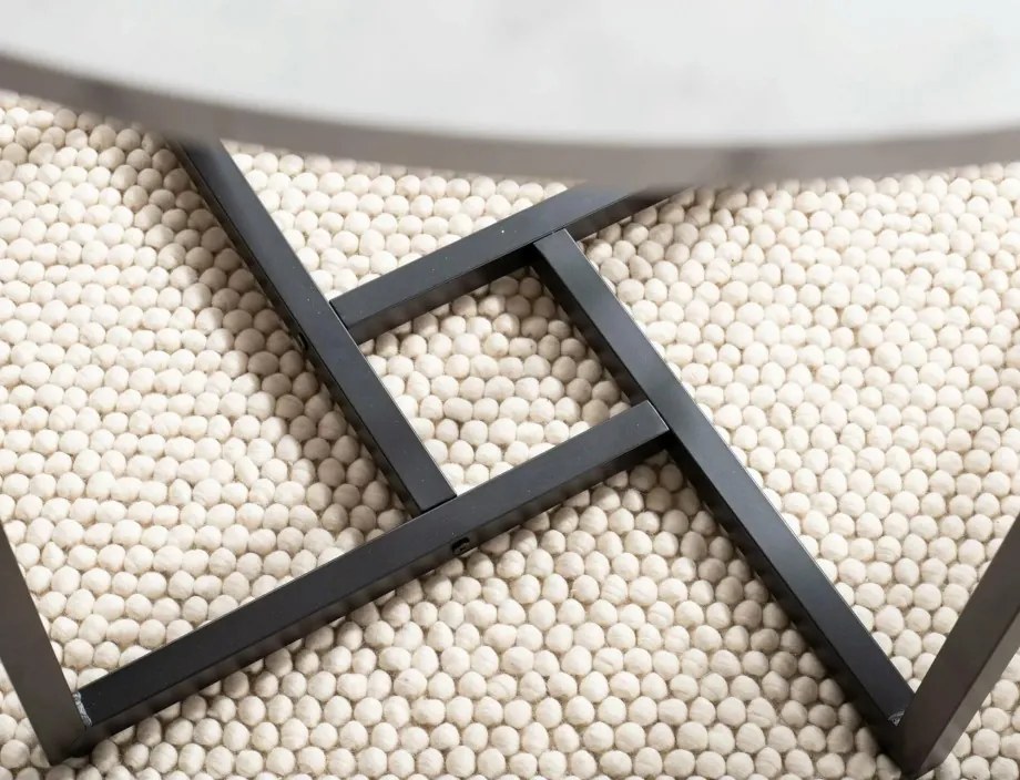 Kerek étkezőasztal ALTO II 80 cm, fehér márvány dekorációval