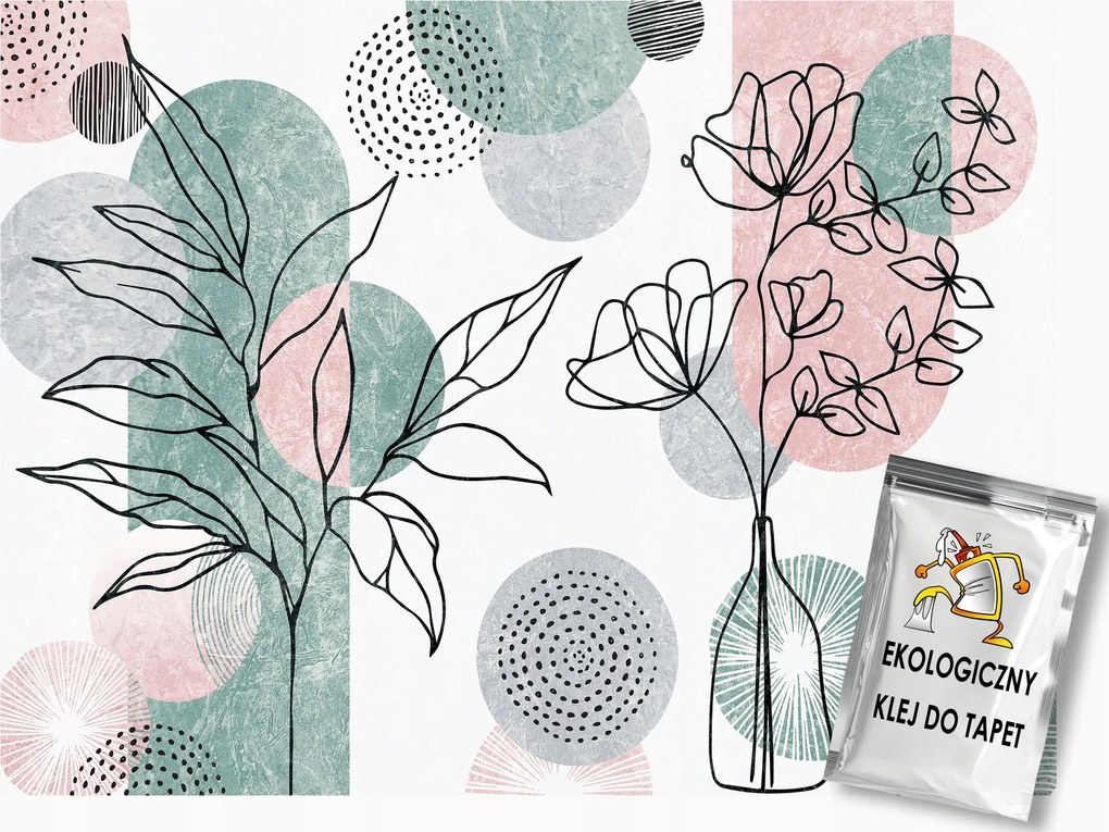 Fotótapéta Flizelina Grafika Geometria Line Art Növények Virágok 350x250 ragasztó