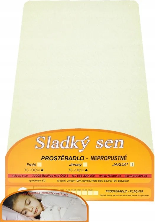 Vízálló Jersey illesztett lepedő 180x200 2 krém