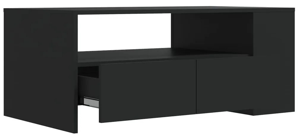 Fekete szerelt fa dohányzóasztal 102 x 55 x 42 cm