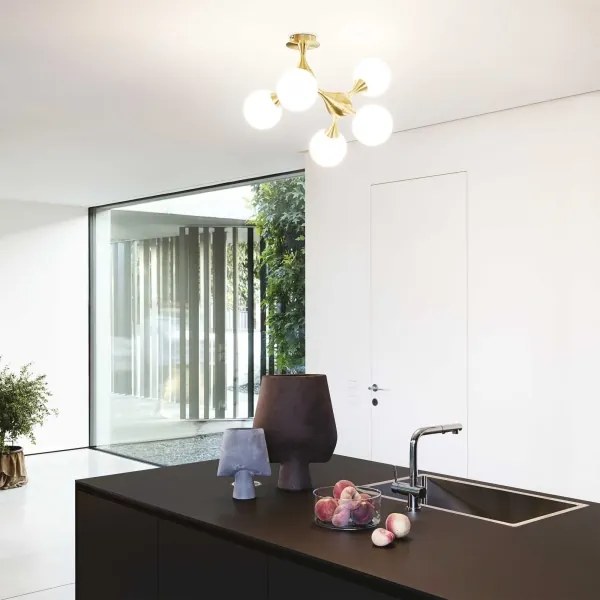 Ideal Lux - Felületre szerelhető csillár NODI 5xE14/28W/230V 50x55 cm sárgaréz/fehér