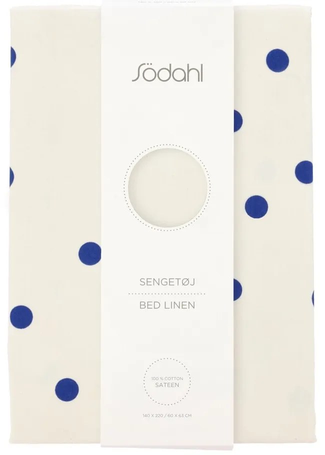 Kék-krémszínű egyszemélyes pamut-szatén ágyneműhuzat 140x200 cm Solaris – Södahl