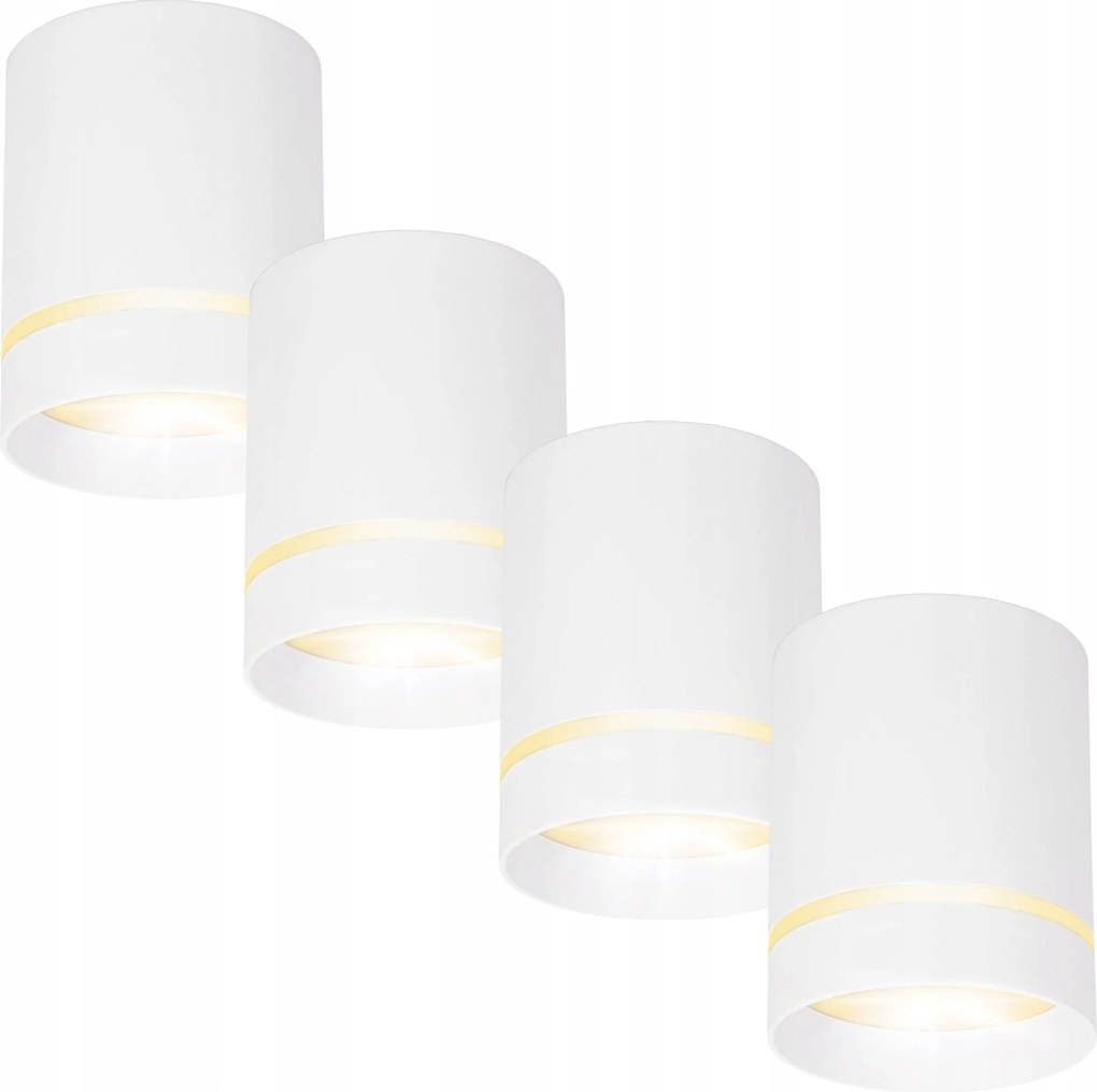 Falra szerelhető Led halogén spot lámpatest Tuba GU10 mennyezeti Fehér kerek x4